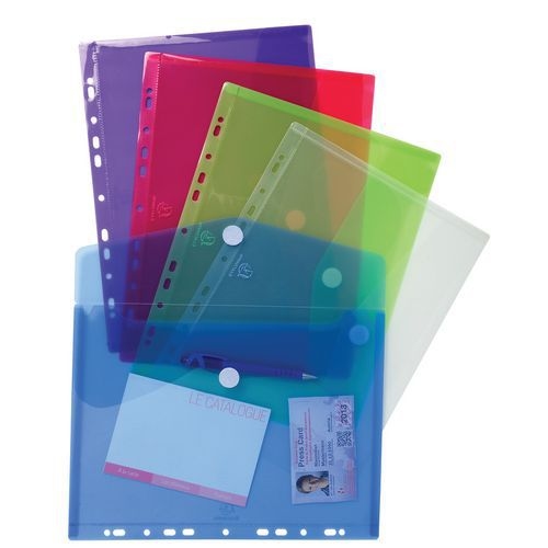 Sachet de 5 pochettes-enveloppes perforées polypropylène A4 - Image principale