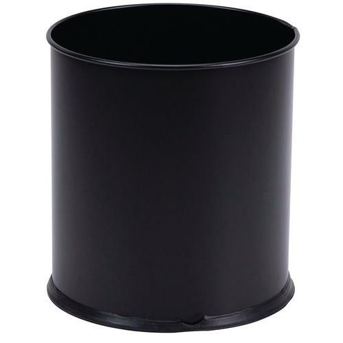 Corbeille à papier métal Noir - 8 L, 15 L ou 30 L - Manutan Expert - Image principale