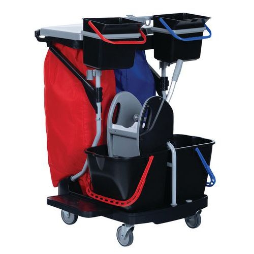 Chariot de lavage avec presse couvercle et sac plastifié - 2 seaux 4 L - Image principale