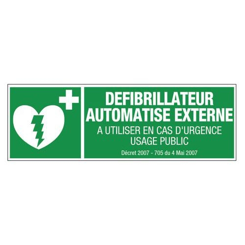 Panneau d'évacuation-secours - "Défibrillateur automatisé externe" - Rigide - Image principale