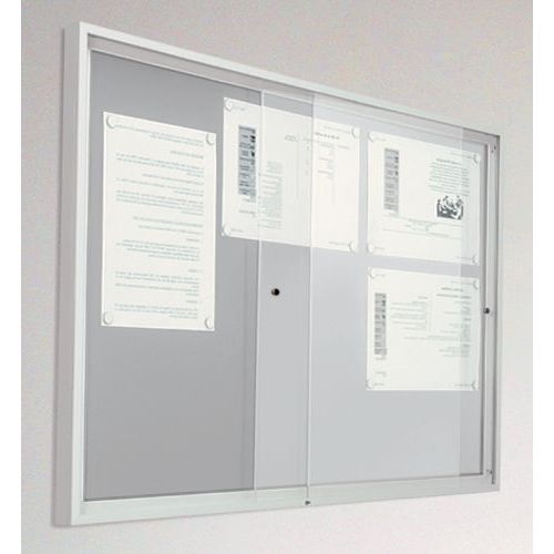 Vitrine intérieur porte coulissante fond acier coloris gris H 68 cm x L 50 cm - Image 2