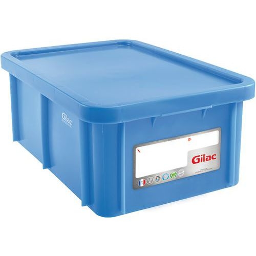Bac alimentaire gerbable avec couvercle 35 L bleu - Image principale