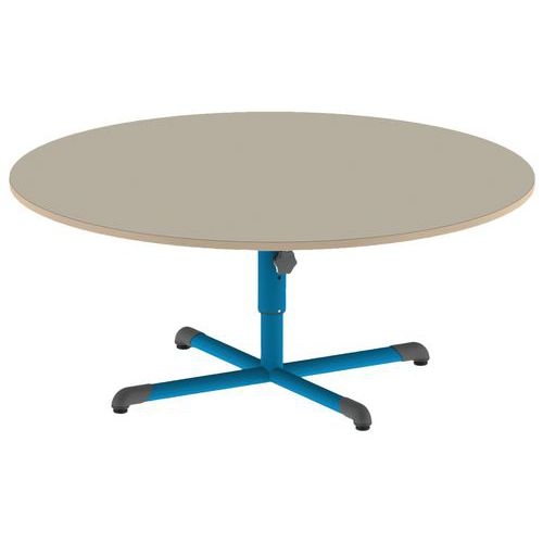 Table réglable Chloé ronde pied central plateau beige - Mobidecor - Image principale