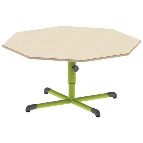 Table réglable Chloé octogonale pied central plateau beige - Mobidecor - Image principale