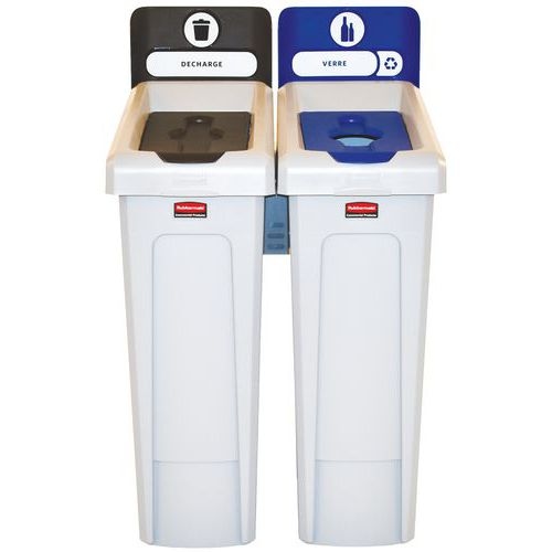 Station de recyclage Slim Jim 174L FR Noir et couvercle bouteilles Bleu - Image principale