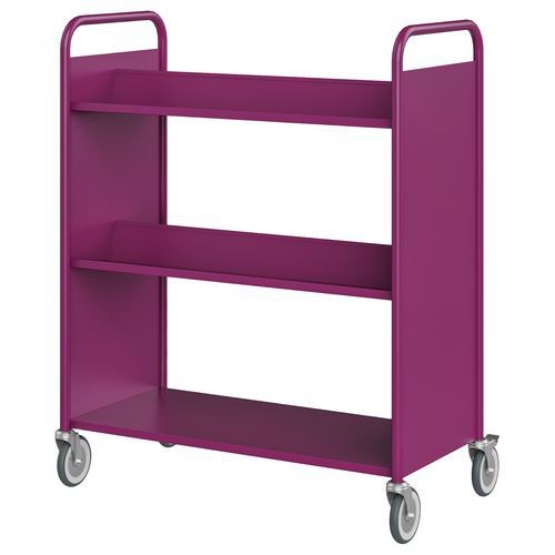 Chariot à livres 4 tablettes inclinées+1 droite double face prune 4006 - Image principale