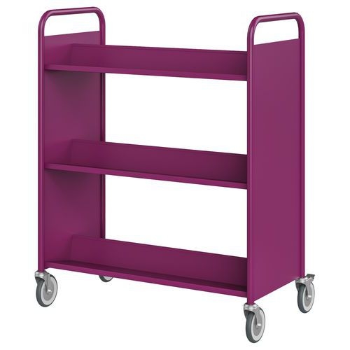 Chariot à livres 6 tablettes inclinées double face prune 4006 - Image principale