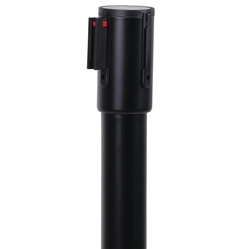 Poteau noir sangle rouge/blanc 5m base emboîtable noir - Image 4
