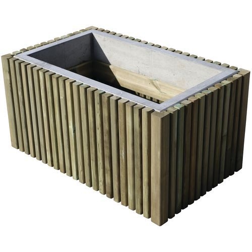 Jardinière Prométhée 100 x 60 x 50 cm - pin / ornement béton gris - Image principale