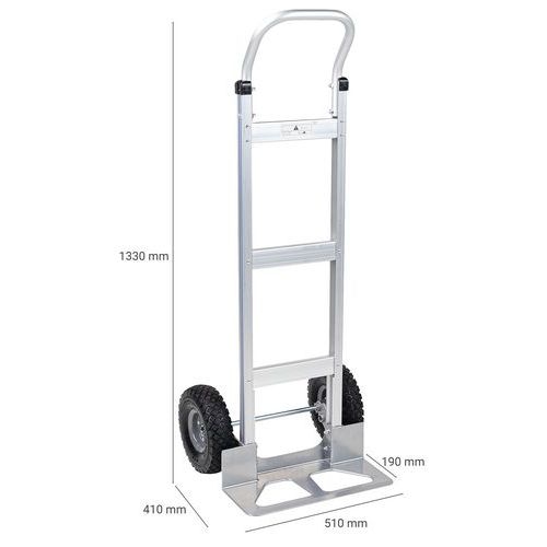 Diable aluminium - Roues semi-pneumatiques - Force 150 kg - Image 8