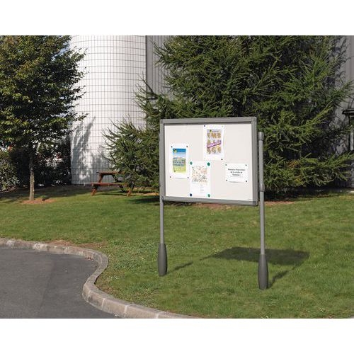 Vitrine d'extérieur Antares sur montants - Fond aluminium - Porte en verre plexiglass - Image principale