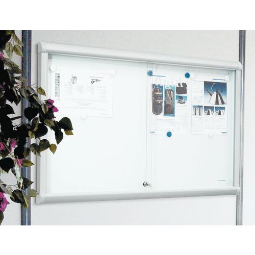 Vitrine d'intérieur portes coulissantes Leader - Fond aluminium - Porte en verre de sécurité - Image 3