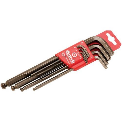 Etui 9 Clés mâles long sphériques 6 pans 1,5-10mm CR-V - Image principale