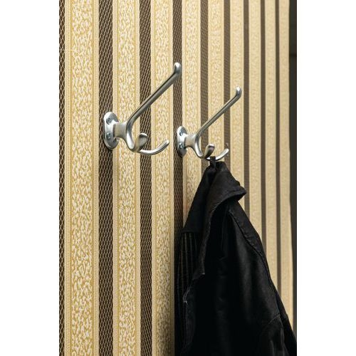 Lot 5 Portes-chapeaux avec bipatère - Nbr patère : 3 - Argent - Image 2