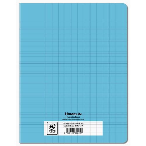 Cahier d’écriture polypropylène 90g 32 pages 17x22 cm réglure spéciale double ligne 3 mm bleu - Image 2