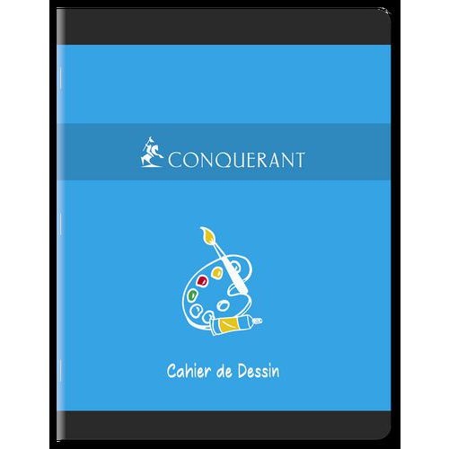 CONQUERANT Cahier Dessin 17x22cm Réglure Unie Blanche 16 Pages Agrafées Couverture Carte Coloris Assortis - Image 2