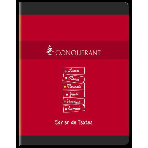 CONQUERANT Cahier de Textes 17x22cm Petits Carreaux 5mm 124 Pages Agrafées Couverture Carte Coloris Assortis - Image 2