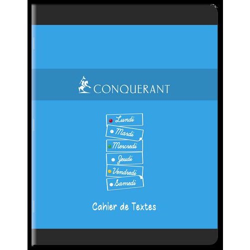 CONQUERANT Cahier de Textes 17x22cm Petits Carreaux 5mm 124 Pages Agrafées Couverture Carte Coloris Assortis - Image 3