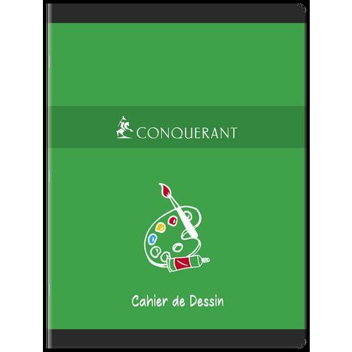 CONQUERANT Cahier Dessin 24x32cm Réglure Unie Blanche 16 Pages Agrafées Couverture Carte Coloris Assortis - Image 4