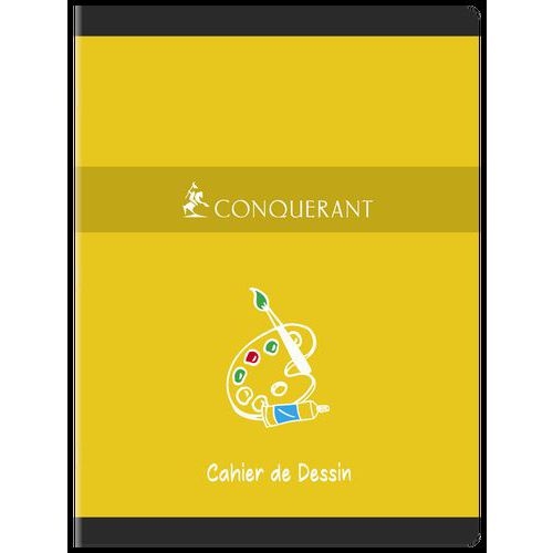 CONQUERANT Cahier Dessin 24x32cm Réglure Unie Blanche 16 Pages Agrafées Couverture Carte Coloris Assortis - Image 5