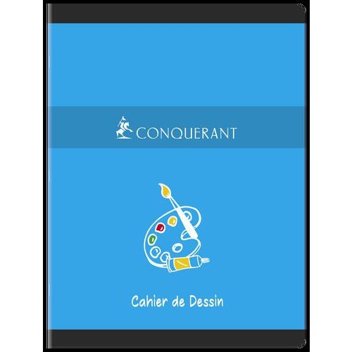 CONQUERANT Cahier Dessin 24x32cm Réglure Unie Blanche 16 Pages Agrafées Couverture Carte Coloris Assortis - Image 2