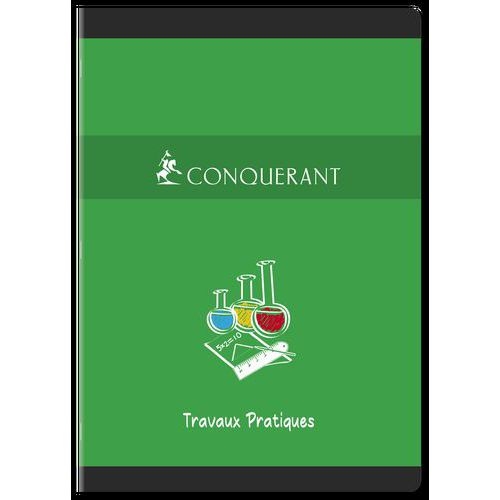 CONQUERANT Cahier de Travaux Pratiques A4 Grands Carreaux Seyès/Uni Blanc 120 Pages Agrafées Couverture Carte - Image 2