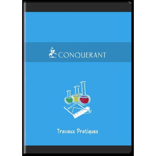 CONQUERANT Cahier de Travaux Pratiques A4 Grands Carreaux Seyès/Uni Blanc 120 Pages Agrafées Couverture Carte - Image 3