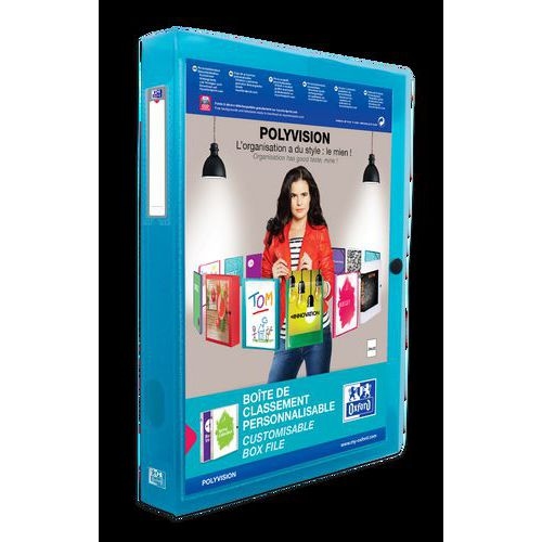 OXFORD Boîte Capacité Standard Polyvision 24x32cm Dos 40mm avec Bouton Pression Couverture Polypro Opaque Colo - Image 3
