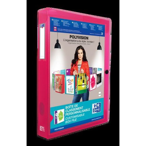 OXFORD Boîte Capacité Standard Polyvision 24x32cm Dos 40mm avec Bouton Pression Couverture Polypro Translucide - Image 5