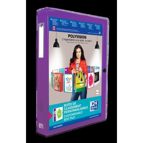 OXFORD Boîte Capacité Standard Polyvision 24x32cm Dos 40mm avec Bouton Pression Couverture Polypro Translucide - Image 4