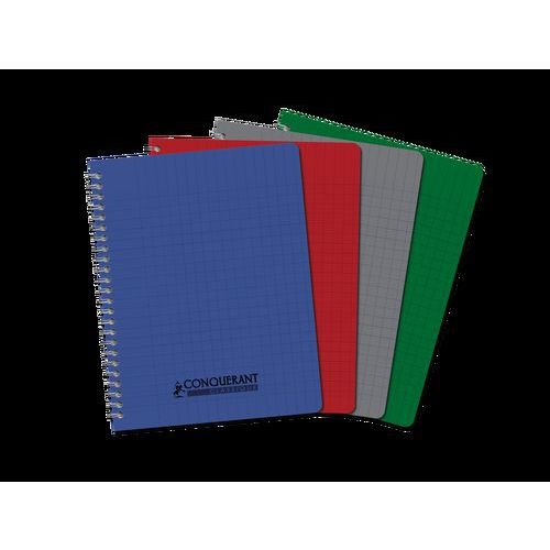 CONQUERANT Cahier Classique 17x22cm Grands Carreaux Seyès 100 Pages Reliure Intégrale Couverture Polypro Color - Image principale