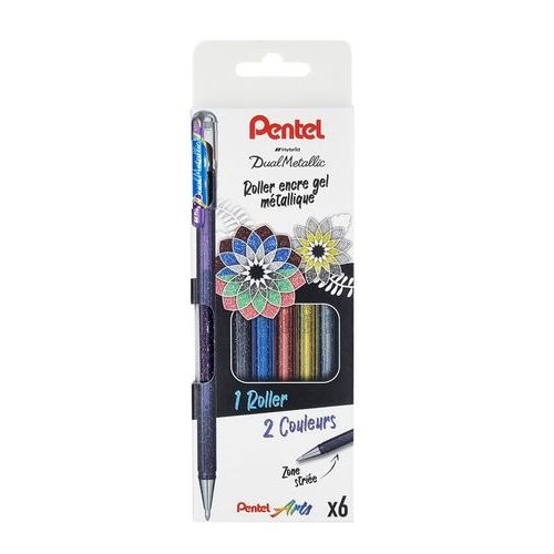 Pochette 6 stylos roller gel encre métallisé - Image principale