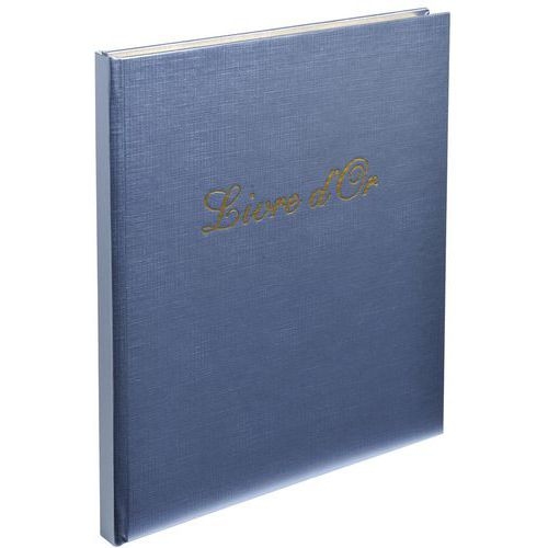 Lot de 5 livres d'or Balacron + titre 140 pages blanches 21x19cm vertical bleu - Image principale
