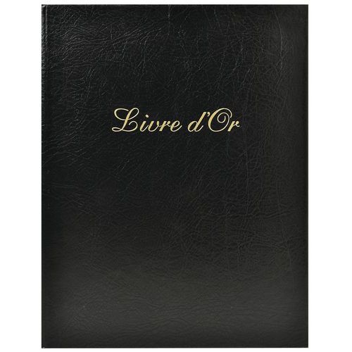 Livre d'or cuir alpille 140 pges ivoire 26x22cm vertical noir - Image principale