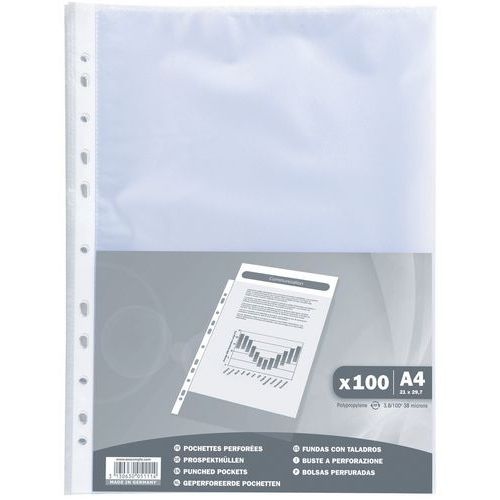 Pochettes perforées polypropylène Grainé 38 microns - A4 - Image principale