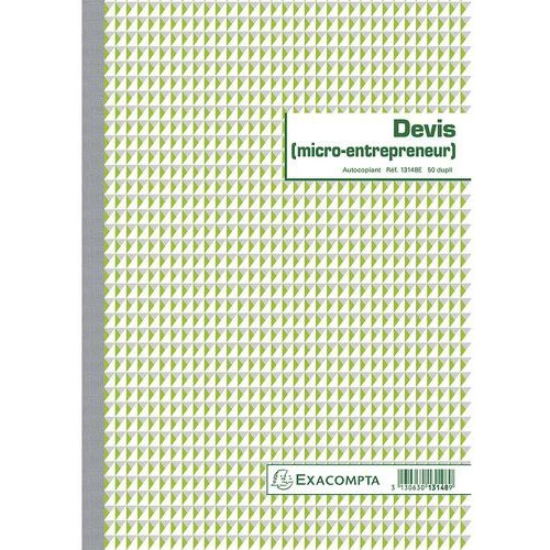 Lot de 5 Manifold Devis Micro-entrepreneur 50 feuillets dupli autocopiants - Image principale