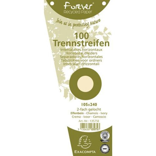 Lot de 6 paq. 100 fiches Intercal. trapèz. unies perf. 105x240mm - Image principale