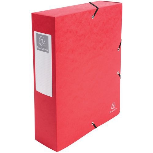 Lot de 6 Boite de classement Exabox Dos 80mm Carte lustrée - A4 rouge - Image principale