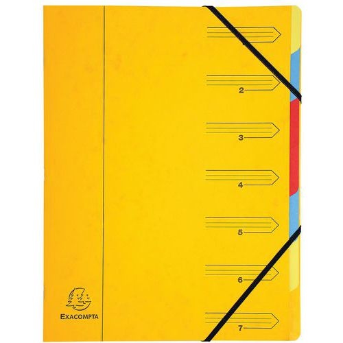 Lot de 12 Trieur agrafé avec élastiques 7 compartiments - Jaune - Image principale