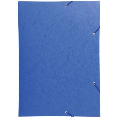 Lot de 5 chemises à élastique 3 rabats carte lustrée 600gm2 - A3 bleu - Image principale