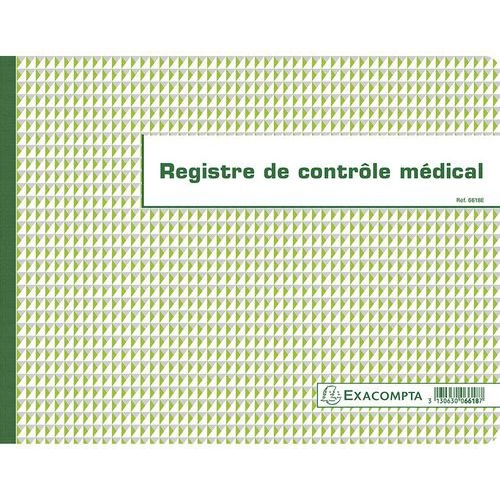 Lot de 5 Registre de Contrôle médical - folioté - 60 pages - Image principale