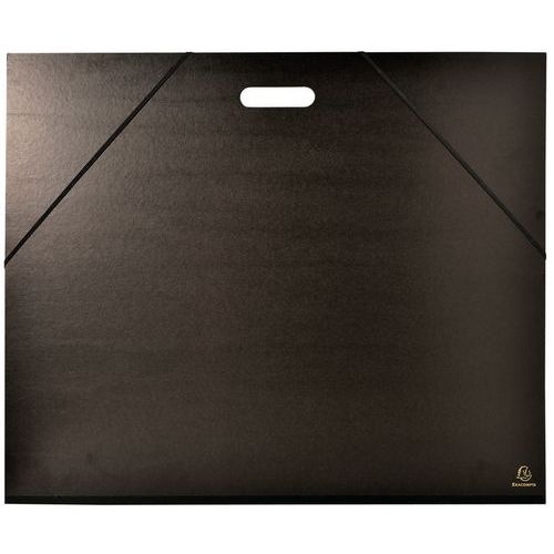 Lot de 5 Carton à dessin kraft noir vernis avec élastiques et poignée - Image principale