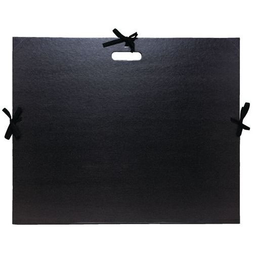 Lot de 5 Carton à dessin kraft noir vernis avec rubans et poignée - Image principale