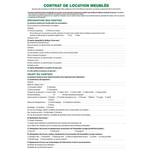 Lot de 50 Contrat de location pour locaux meublés réf 49E - Image principale