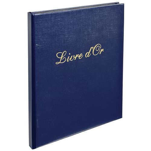 Lot de 5 livres d'or Balacron + titre 140 pages blanches 21x19cm vertical bleu - Image 3
