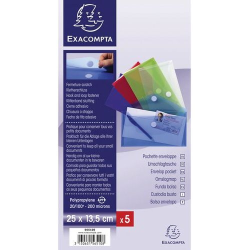 Lot de 10 Mini pochettes-enveloppes polypropylène - 25x13,5cm - Image 2