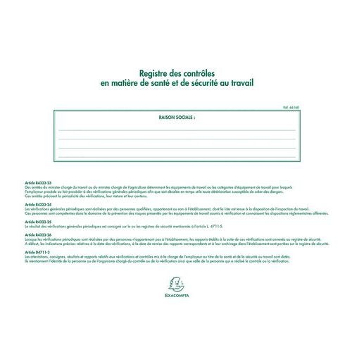 Lot de 5 Registre des contrôles de santé et de sécurité au travail - 20 pages - Image 4