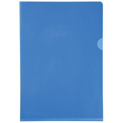 Etui carton de 100 poch. coin pvc lisse  hr 13/100e A4 bleu - Image principale