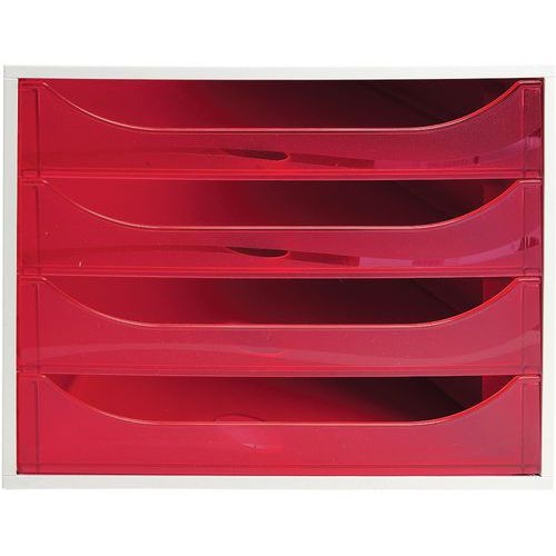 Caisson 4 tiroirs gris/framboise transparent - Image 2