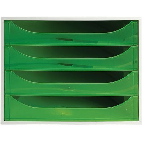 Caisson 4 tiroirs gris/vert pomme transparent - Image 2